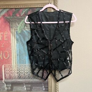 👠Ann Tjian for Kenar Black Beaded Mesh Vest